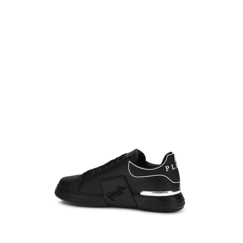 Philipp Plein Black Calf Leather Bos Taurus Low Top Sneakers - Luxury Boutique Co