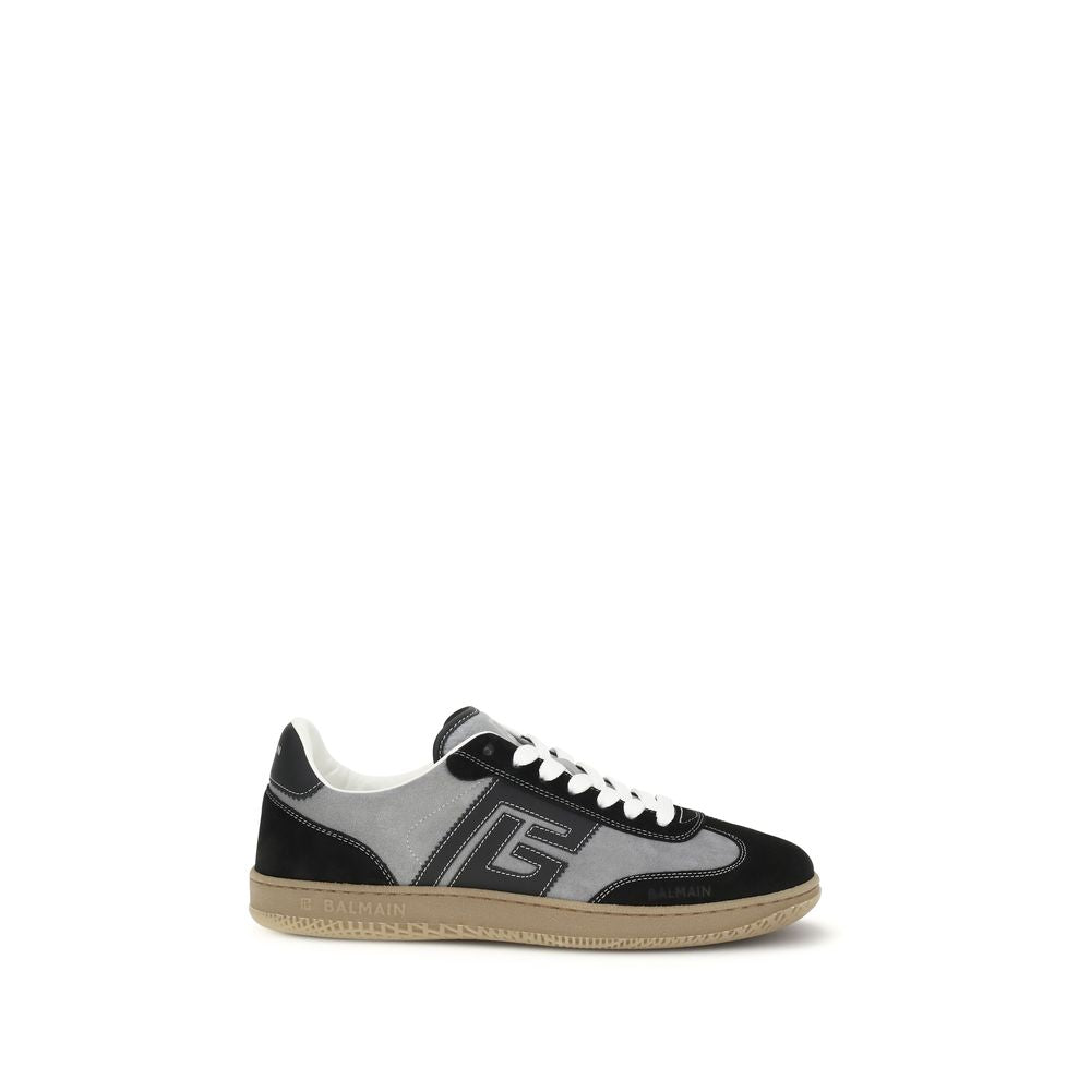 Balmain Gray Calf Leather Bos Taurus Low Top Sneakers - Luxury Boutique Co
