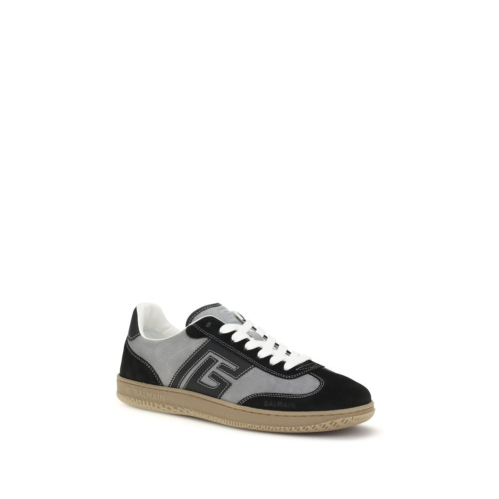 Balmain Gray Calf Leather Bos Taurus Low Top Sneakers - Luxury Boutique Co