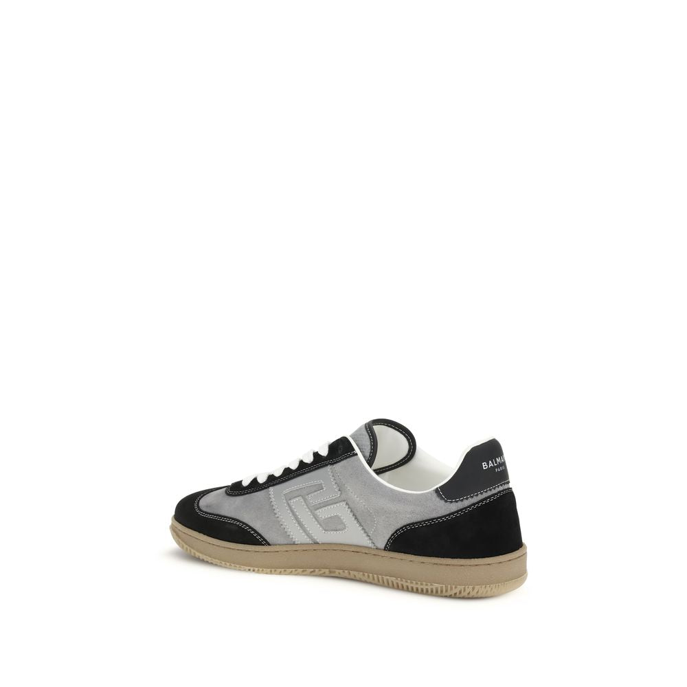 Balmain Gray Calf Leather Bos Taurus Low Top Sneakers - Luxury Boutique Co