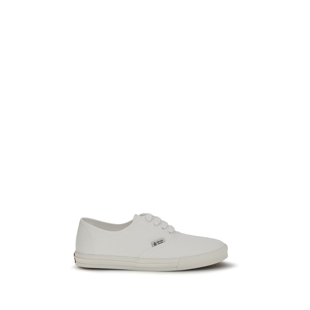 Prada White Cotton Low Top Sneakers - Luxury Boutique Co