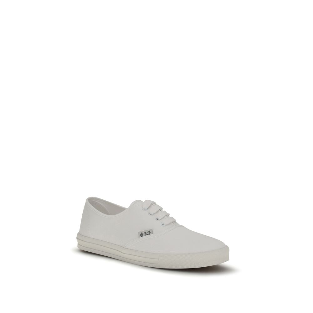 Prada White Cotton Low Top Sneakers - Luxury Boutique Co