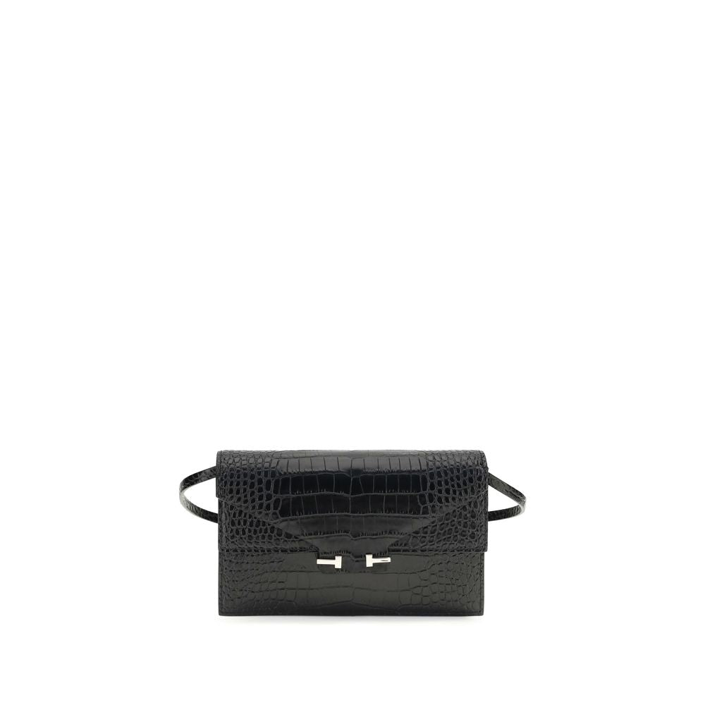 Tom Ford Black Calf Leather Bos Taurus Shoulder Bag - Luxury Boutique Co