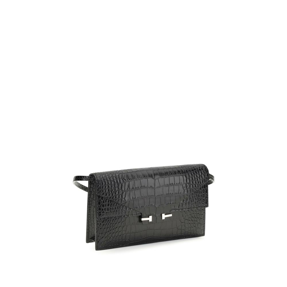 Tom Ford Black Calf Leather Bos Taurus Shoulder Bag - Luxury Boutique Co