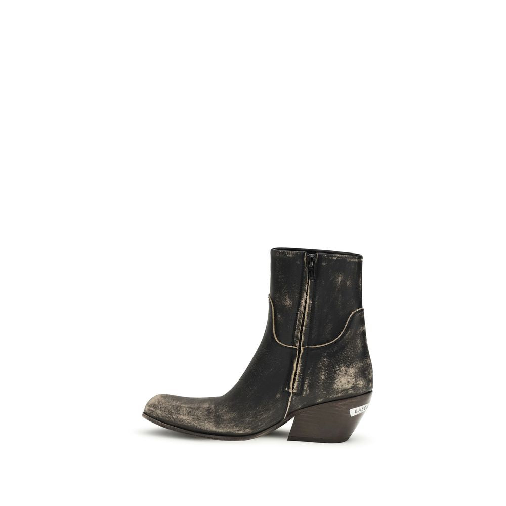 Balenciaga Black Calf Leather Bos Taurus Ankle Boots - Luxury Boutique Co