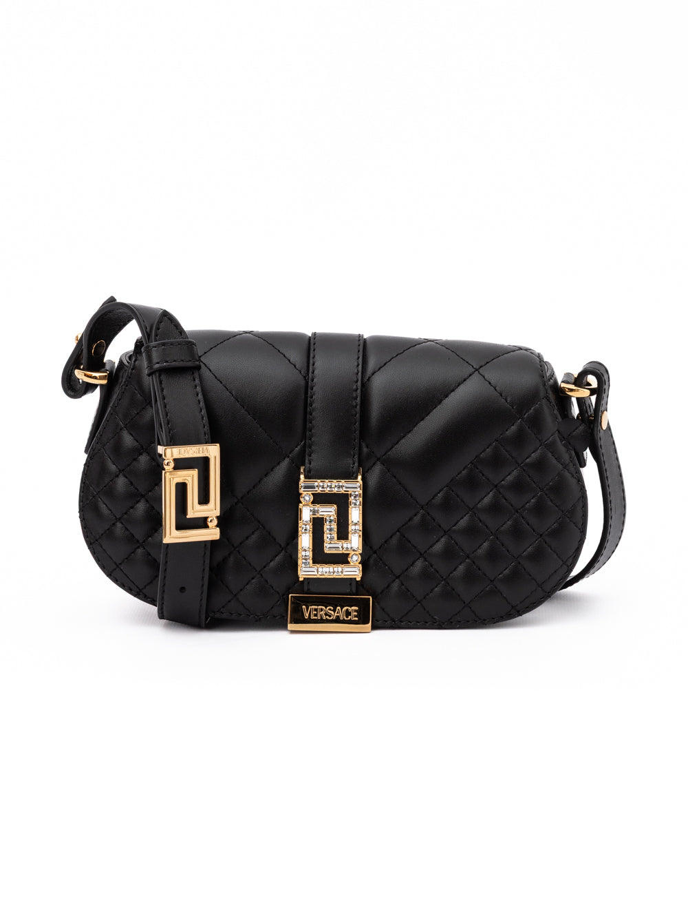 Versace Black Leather Quilted Shoulder Strap Bag - Luxury Boutique Co