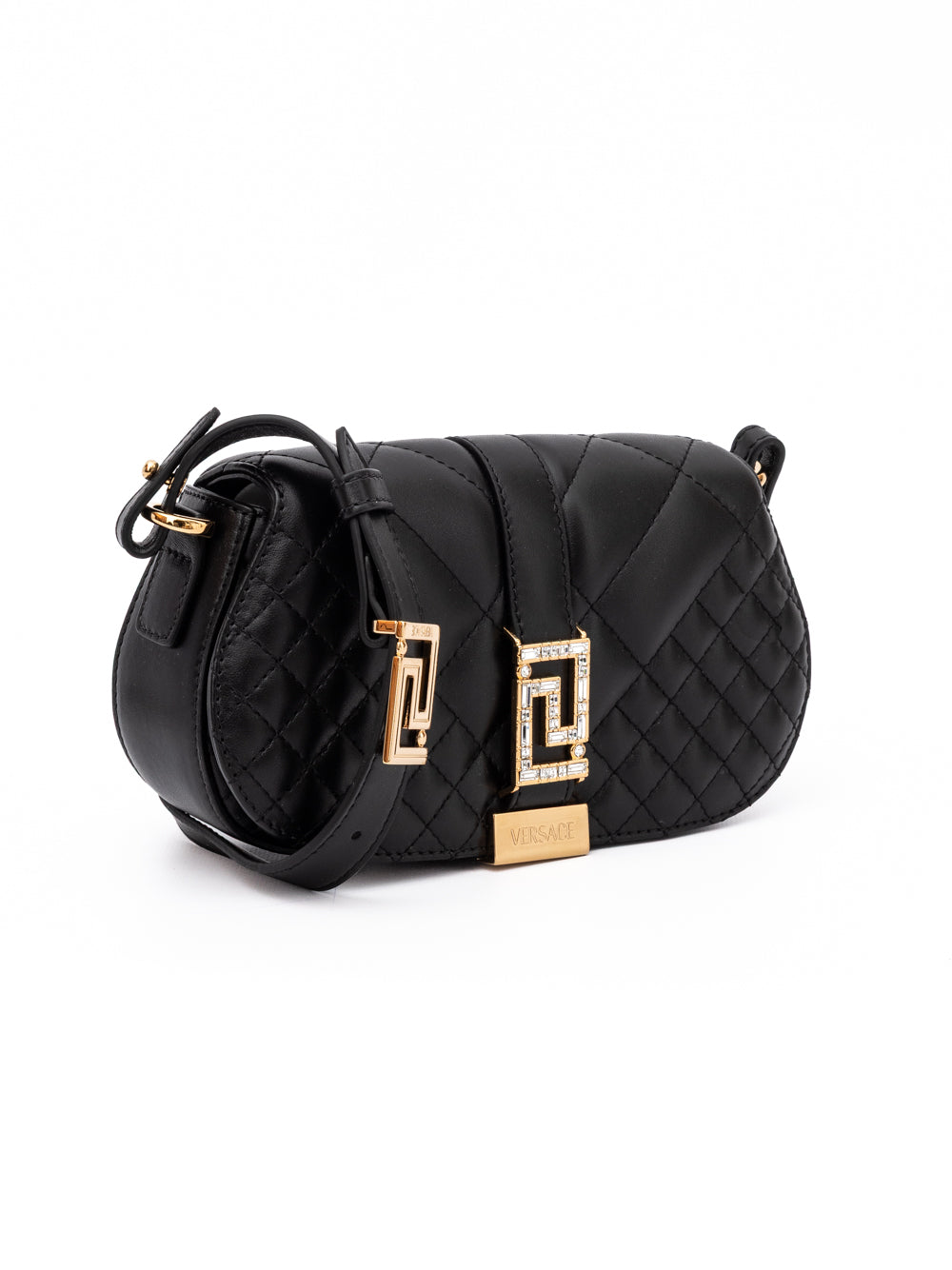 Versace Black Leather Quilted Shoulder Strap Bag - Luxury Boutique Co