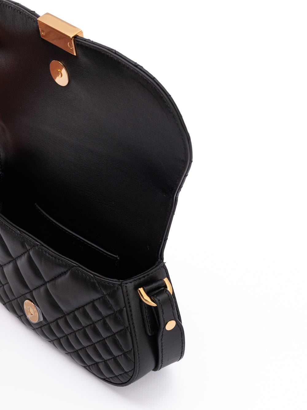 Versace Black Leather Quilted Shoulder Strap Bag - Luxury Boutique Co