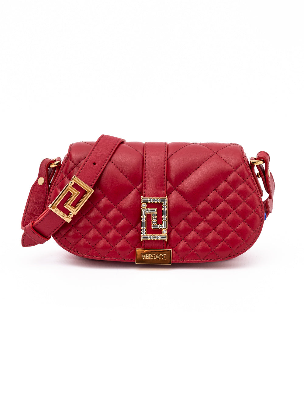 Versace Red Leather Quilted Shoulder Strap Bag - Luxury Boutique Co