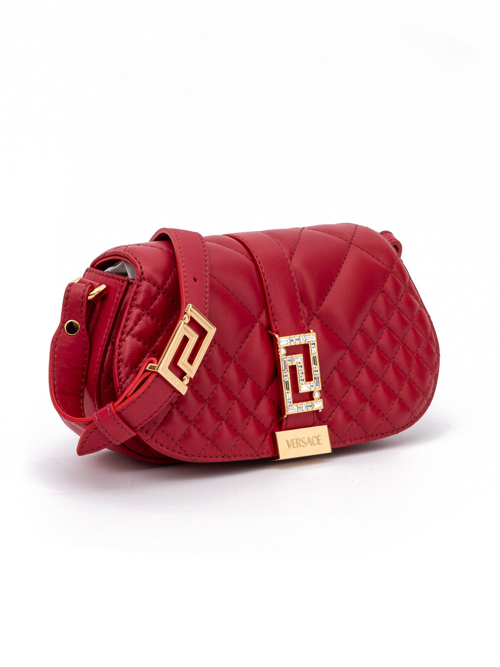 Versace Red Leather Quilted Shoulder Strap Bag - Luxury Boutique Co