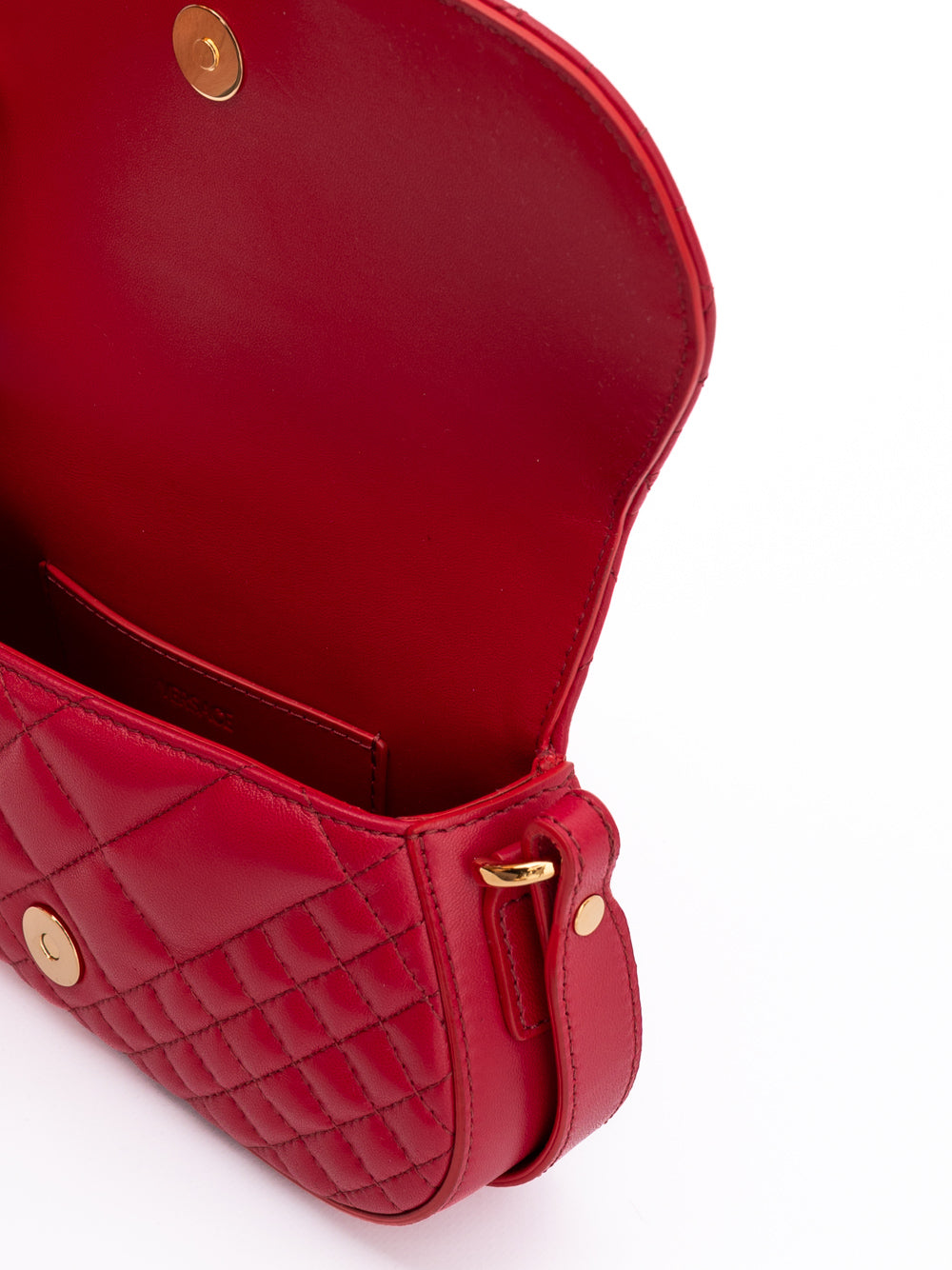 Versace Red Leather Quilted Shoulder Strap Bag - Luxury Boutique Co