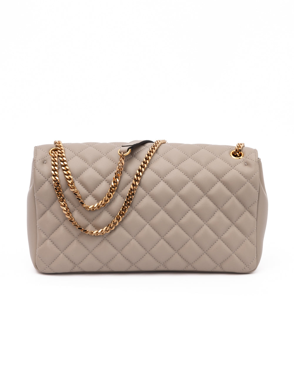 Bolso con correa de hombro de cuero acolchado color visón de Versace