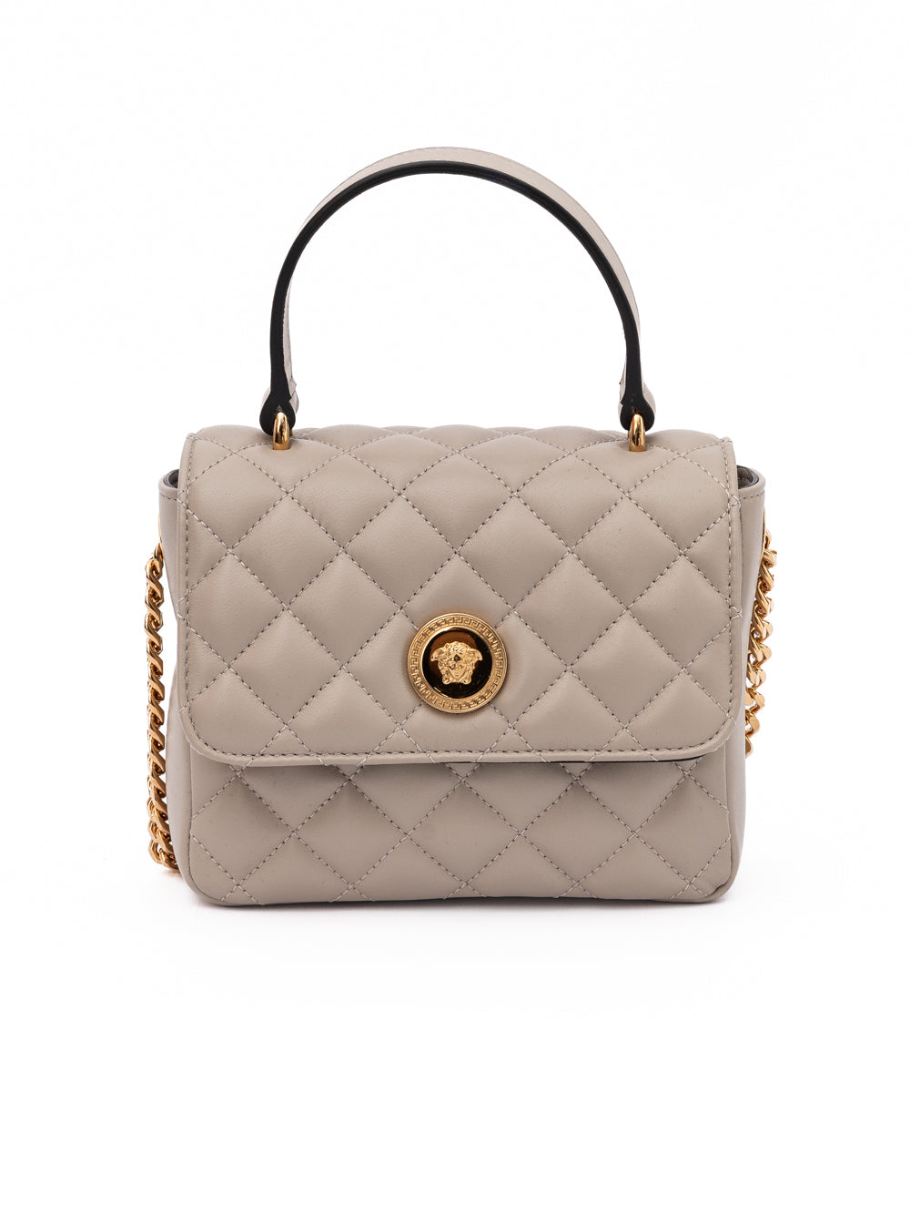 Versace Taupe Quilted Leather Handbag - Luxury Boutique Co
