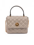 Versace Taupe Quilted Leather Handbag - Luxury Boutique Co