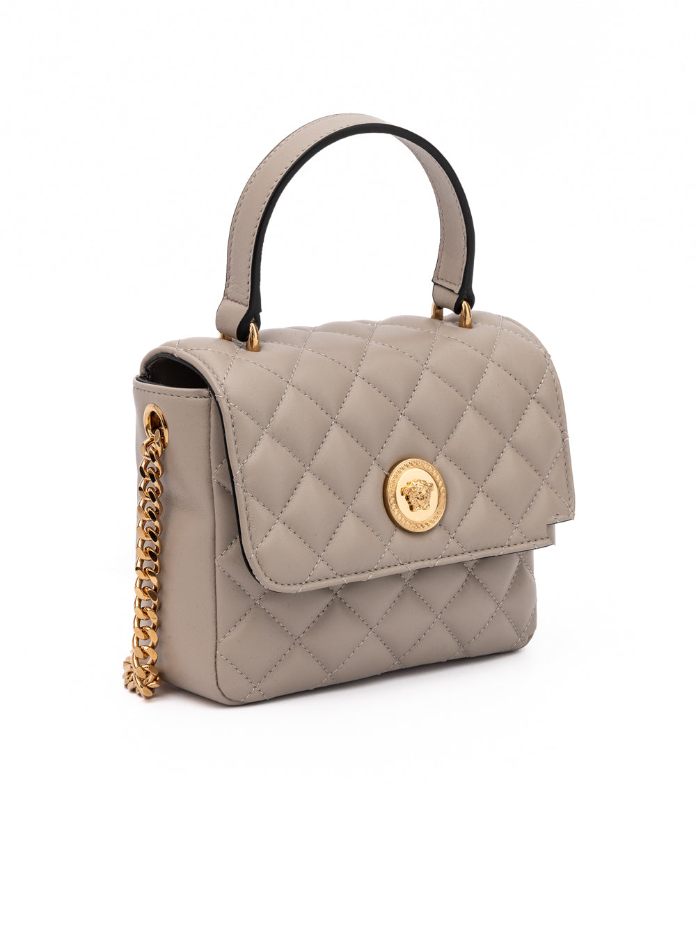 Versace Taupe Quilted Leather Handbag - Luxury Boutique Co