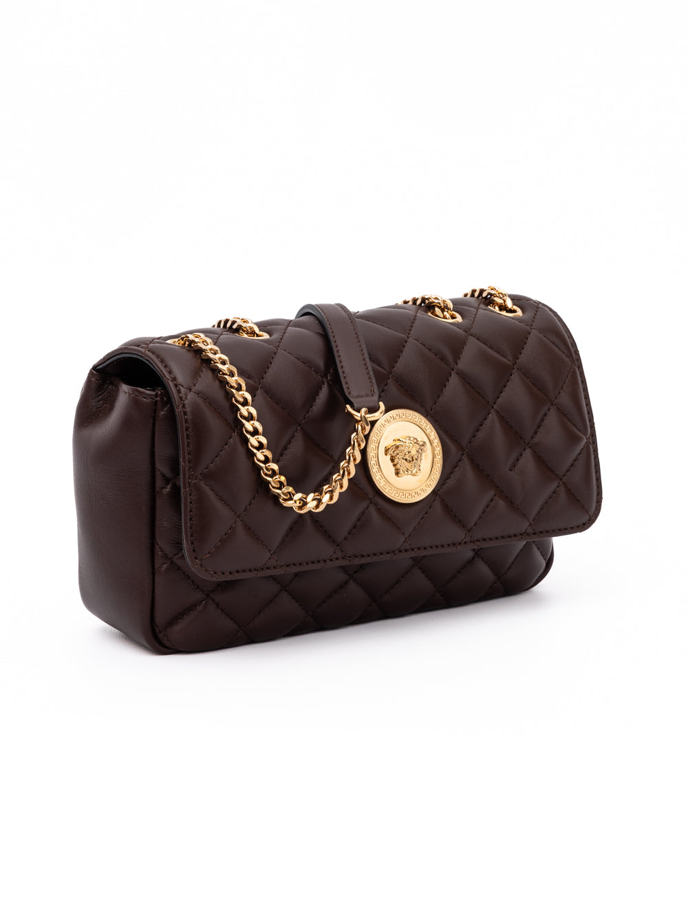Versace Brown Quilted Leather Shoulder Strap Bag - Luxury Boutique Co