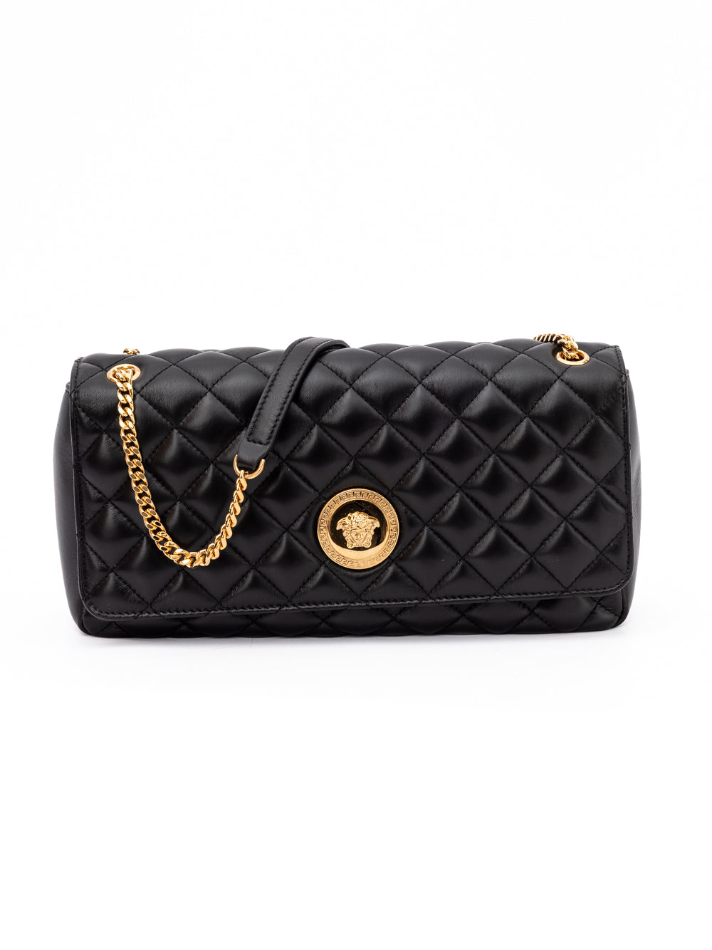 Versace Black Quilted Leather Shoulder Strap Bag - Luxury Boutique Co