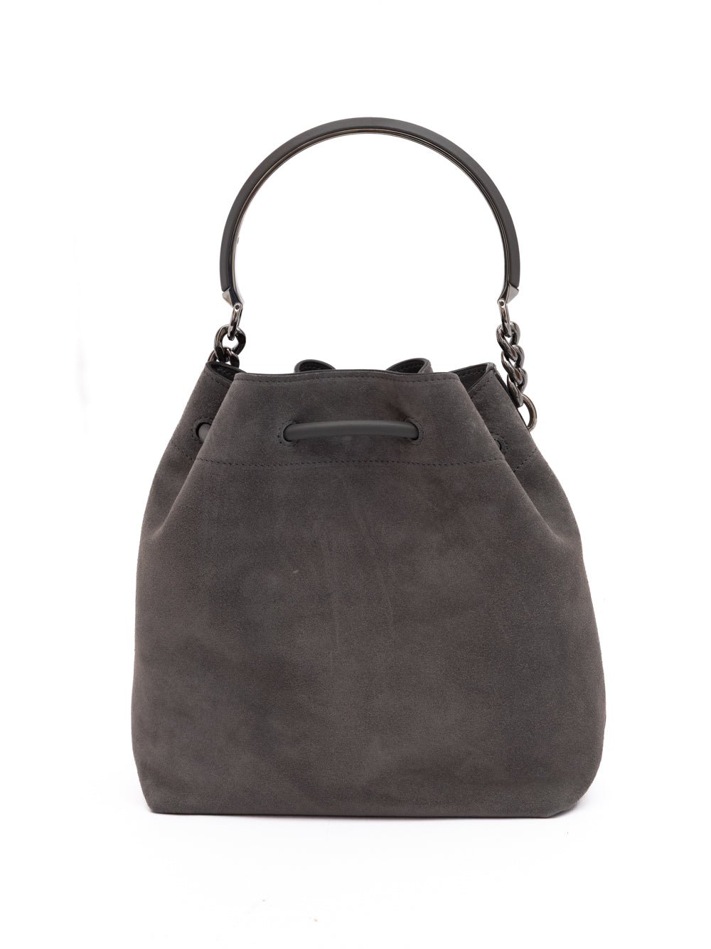 Jimmy Choo Dark Grey Bon Bon Suede Bucket - Luxury Boutique Co