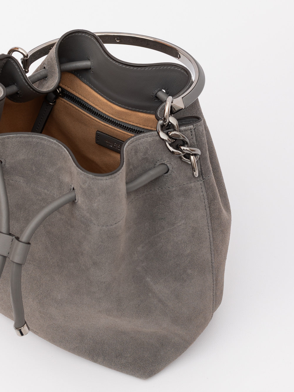 Jimmy Choo Dark Grey Bon Bon Suede Bucket - Luxury Boutique Co