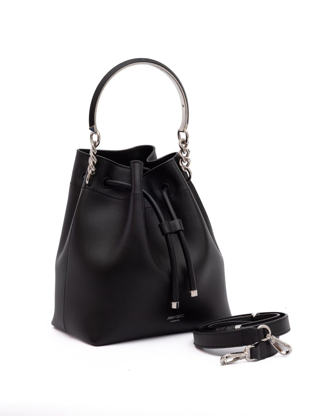 Jimmy Choo Black Bon Bon Leather Bucket - Luxury Boutique Co
