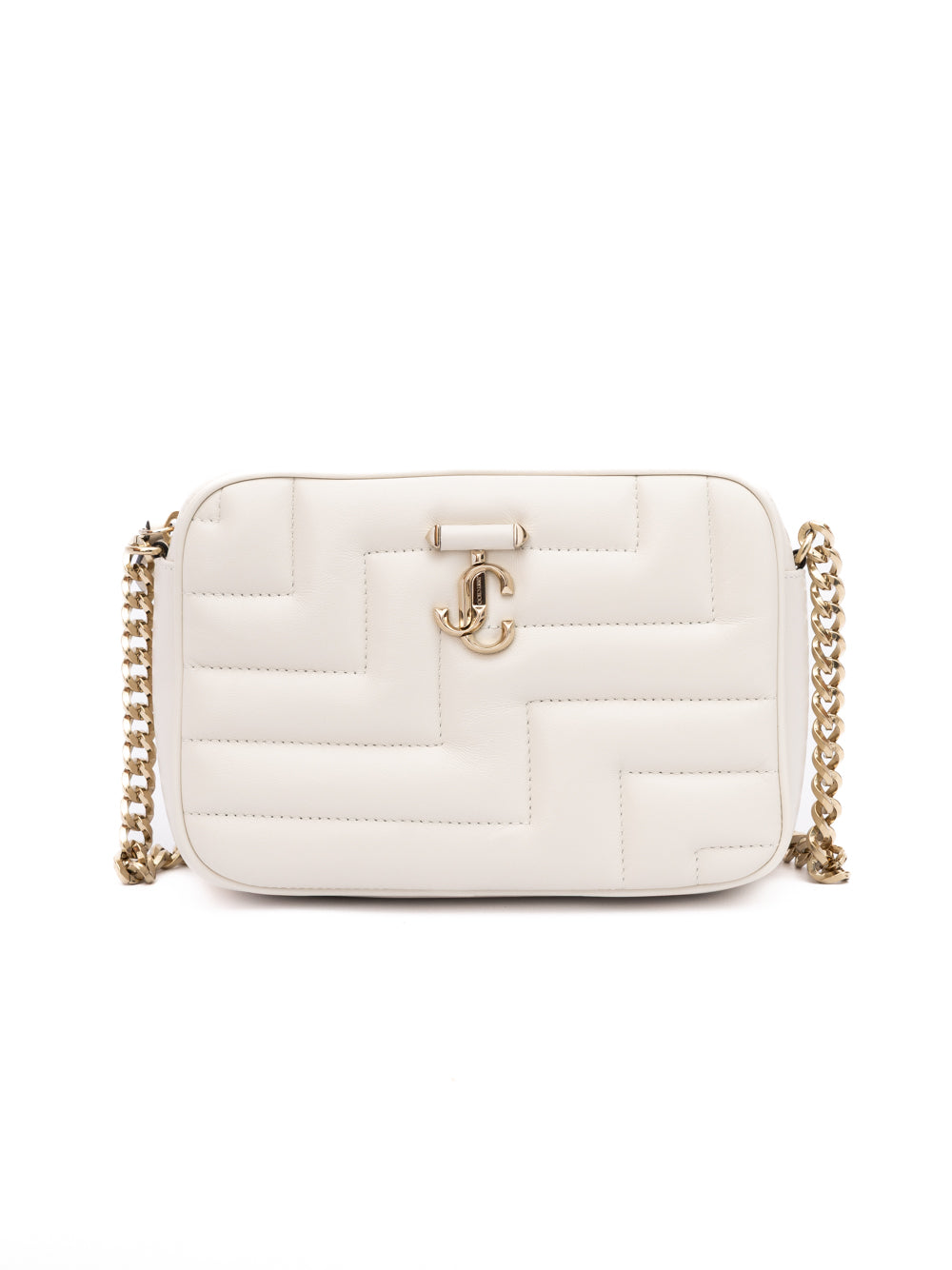 Jimmy Choo White Leather Avenue Camera Crossbody Bag - Luxury Boutique Co