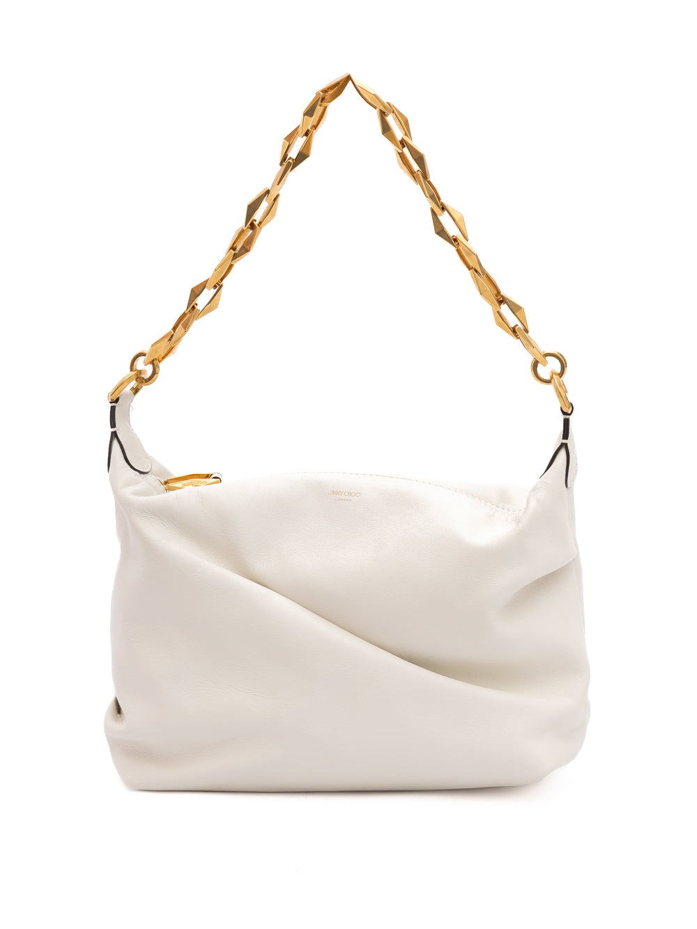 Jimmy Choo White Diamond Hobo Leather Shoulder Bag - Luxury Boutique Co