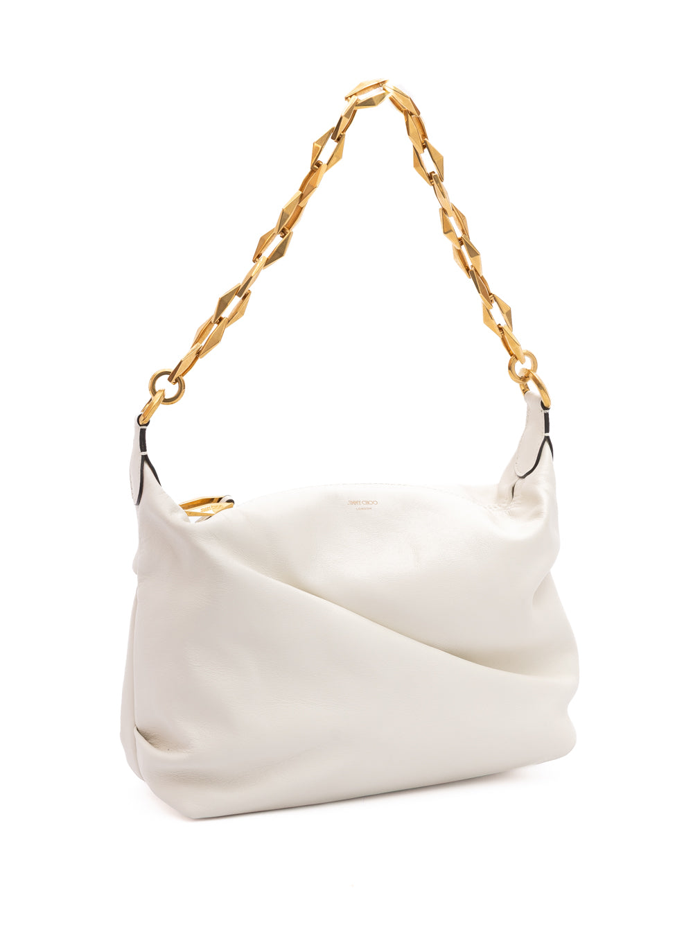 Jimmy Choo White Diamond Hobo Leather Shoulder Bag - Luxury Boutique Co