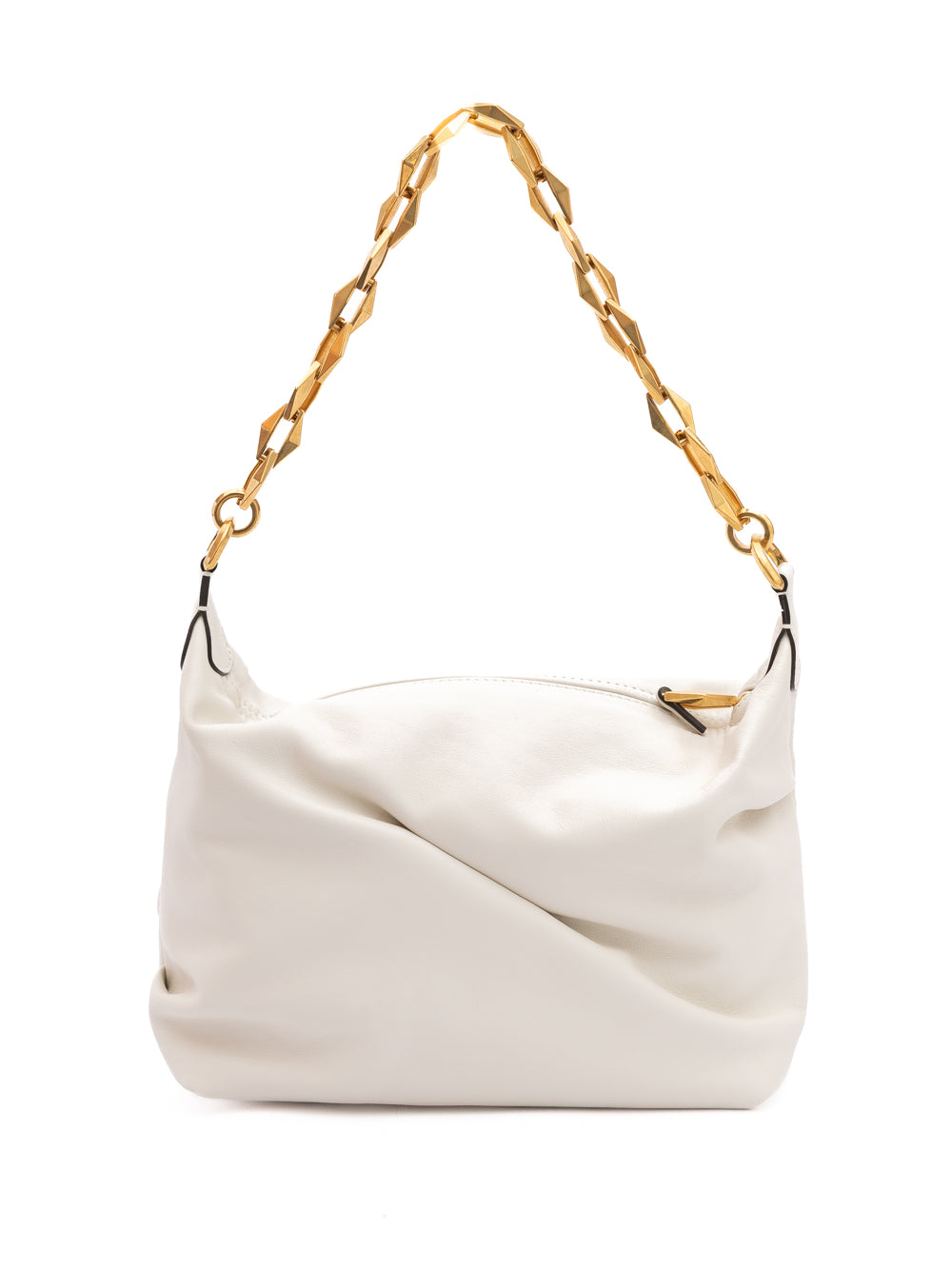 Jimmy Choo White Diamond Hobo Leather Shoulder Bag - Luxury Boutique Co