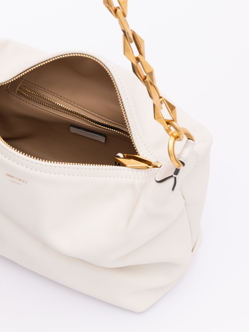 Jimmy Choo White Diamond Hobo Leather Shoulder Bag - Luxury Boutique Co