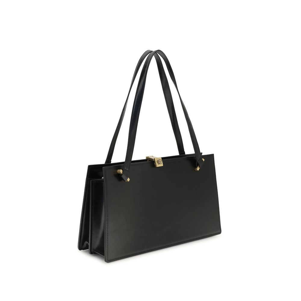 Versace Black Calf Leather Bos Taurus Shoulder Bag - Luxury Boutique Co