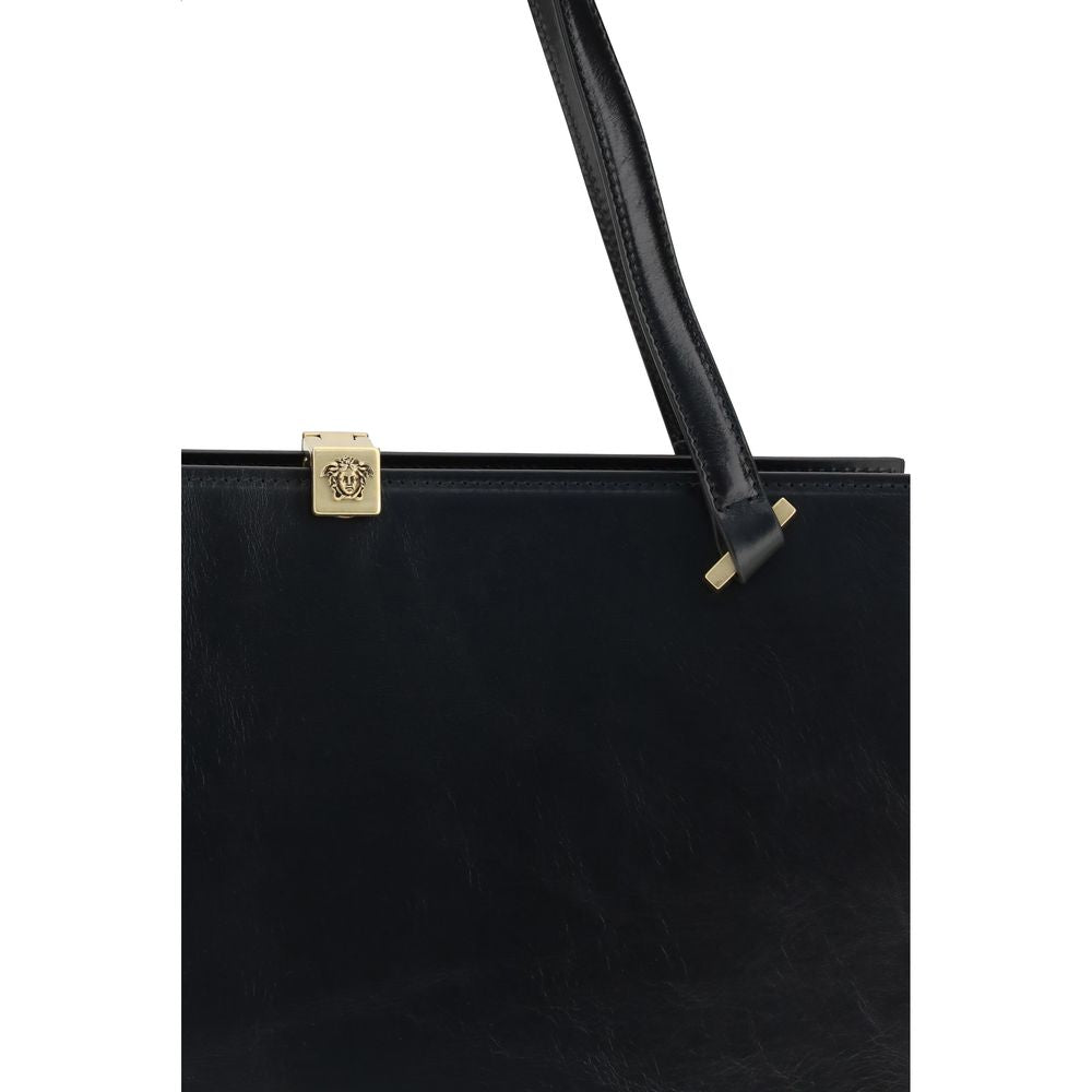 Versace Black Calf Leather Bos Taurus Shoulder Bag - Luxury Boutique Co