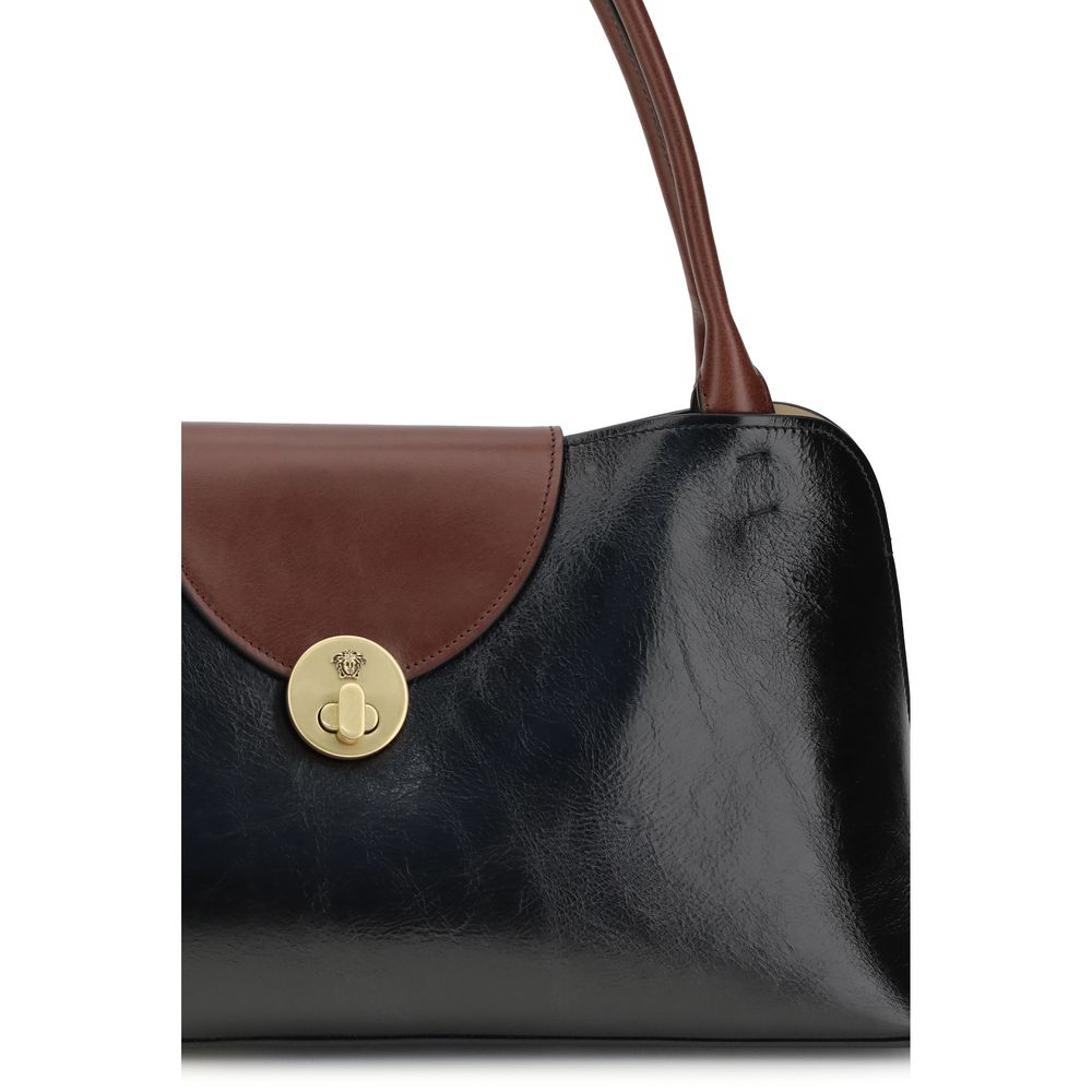 Versace Black Calf Leather Bos Taurus Shoulder Bag - Luxury Boutique Co