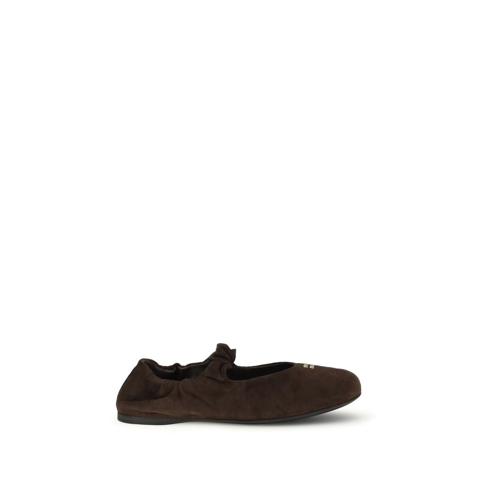 Miu Miu Brown Calf Leather Bos Taurus Ballet Flats - Luxury Boutique Co