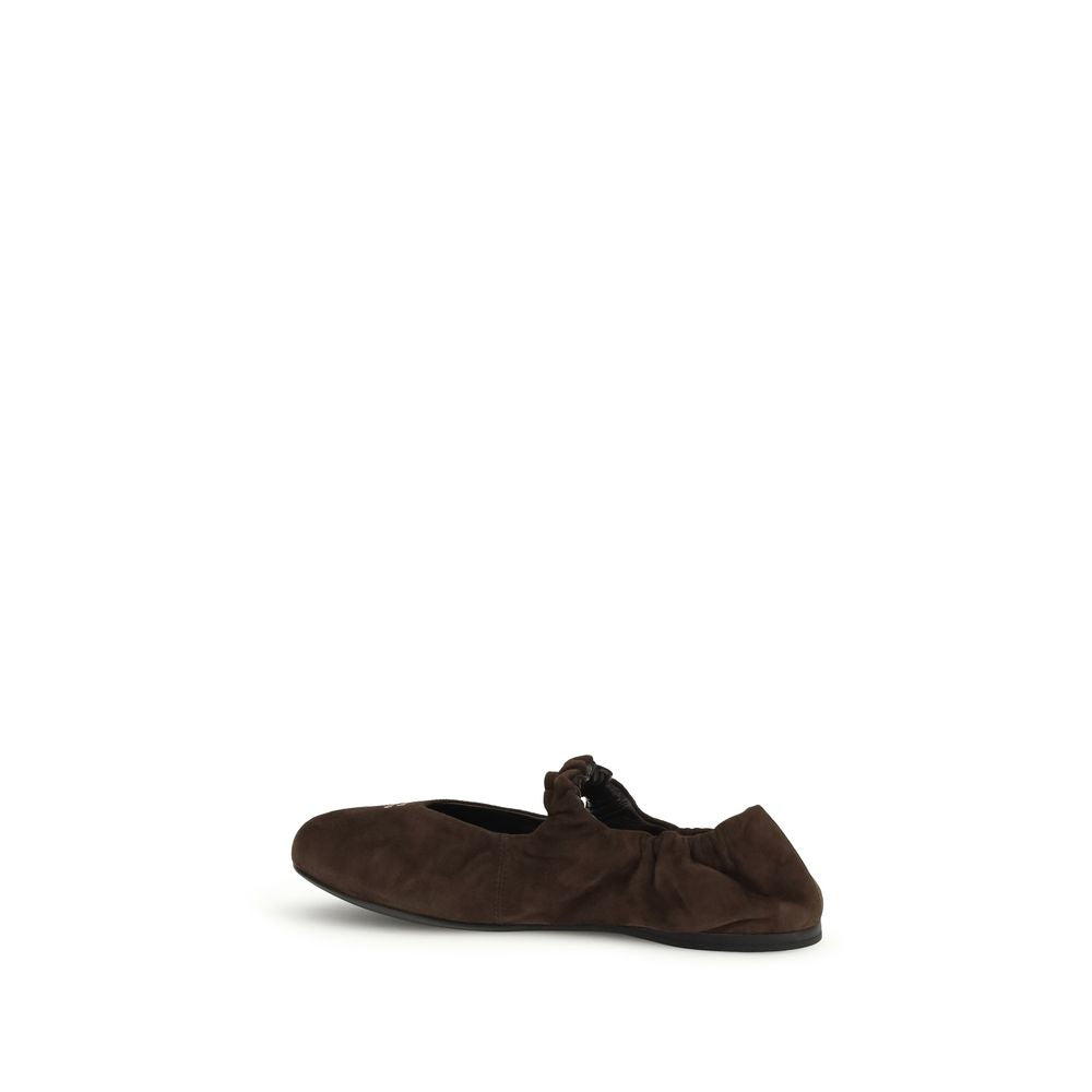 Miu Miu Brown Calf Leather Bos Taurus Ballet Flats - Luxury Boutique Co