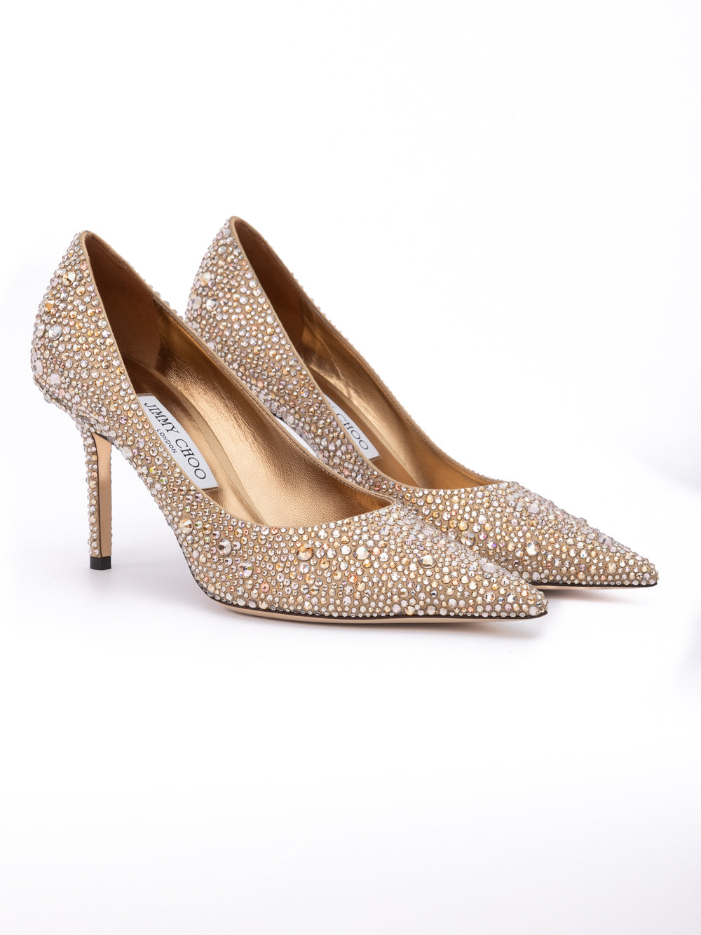 Jimmy Choo Light Bronze Crystal Love 85 Pumps - Luxury Boutique Co