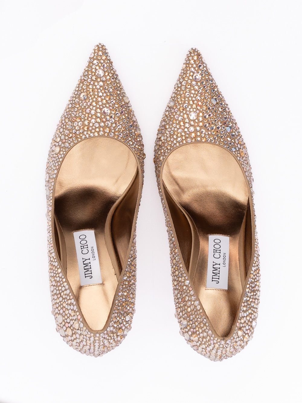 Jimmy Choo Light Bronze Crystal Love 85 Pumps - Luxury Boutique Co