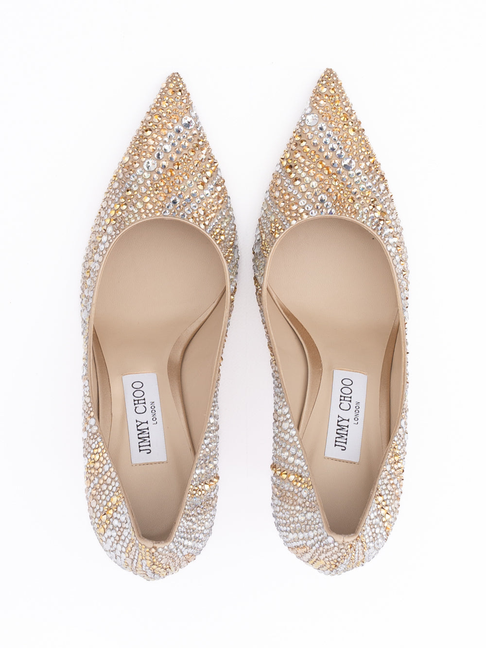 Jimmy Choo Gold Mix Crystal Love 85 Pumps - Luxury Boutique Co