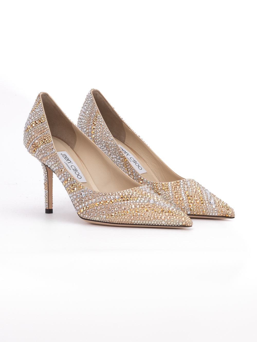 Jimmy Choo Gold Mix Crystal Love 85 Pumps - Luxury Boutique Co