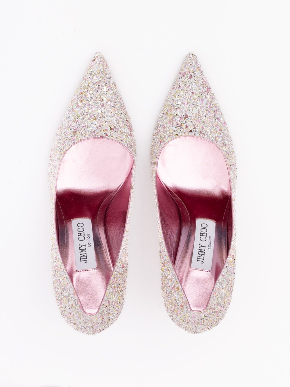 Jimmy Choo Candy Pink Glitter Love 85 Pumps - Luxury Boutique Co