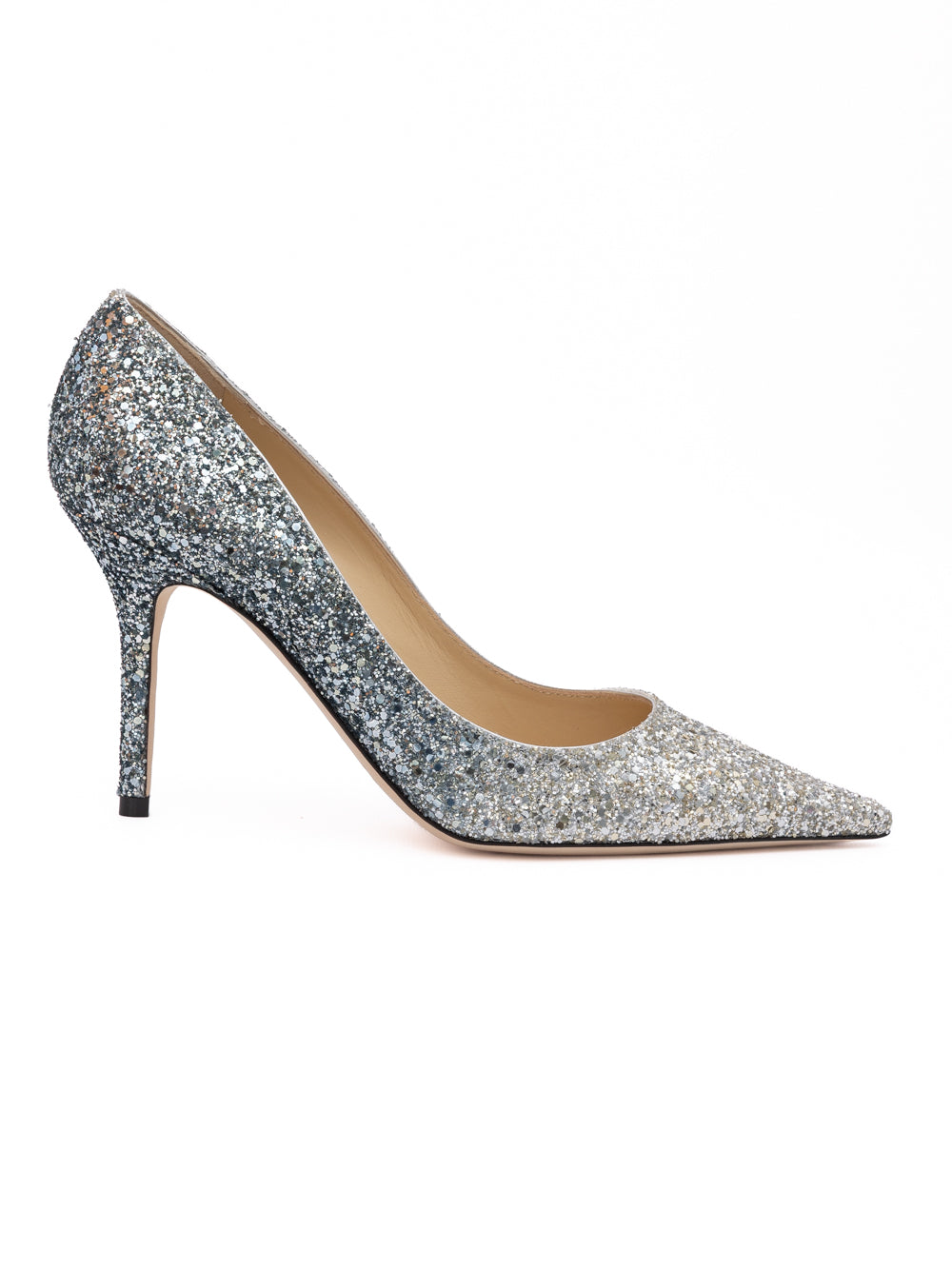 Jimmy Choo Silver Coarse Glitter Degrade Agnes Pumps - Luxury Boutique Co