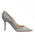 Jimmy Choo Silver Coarse Glitter Degrade Agnes Pumps - Luxury Boutique Co