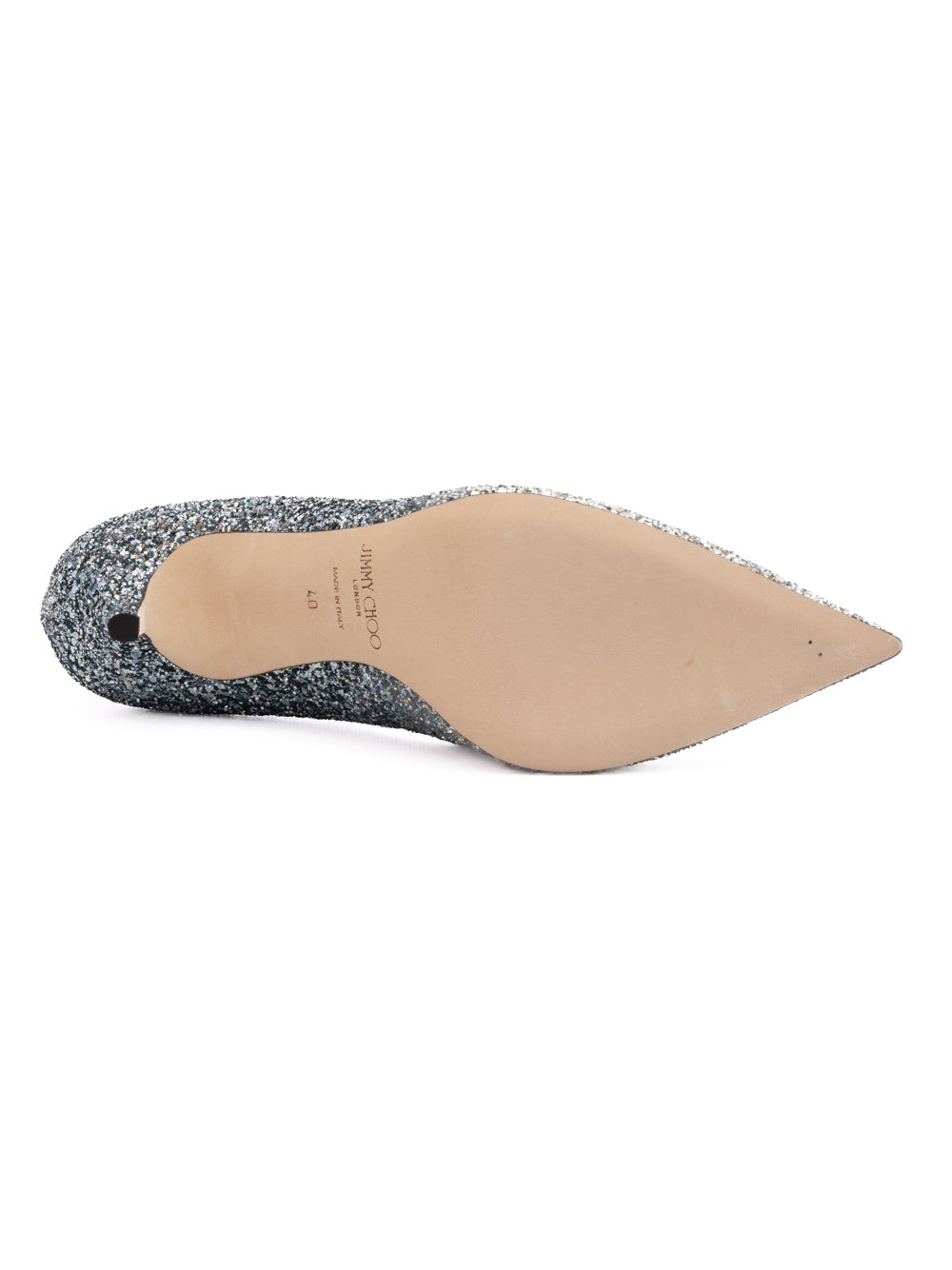 Jimmy Choo Silver Coarse Glitter Degrade Agnes Pumps - Luxury Boutique Co