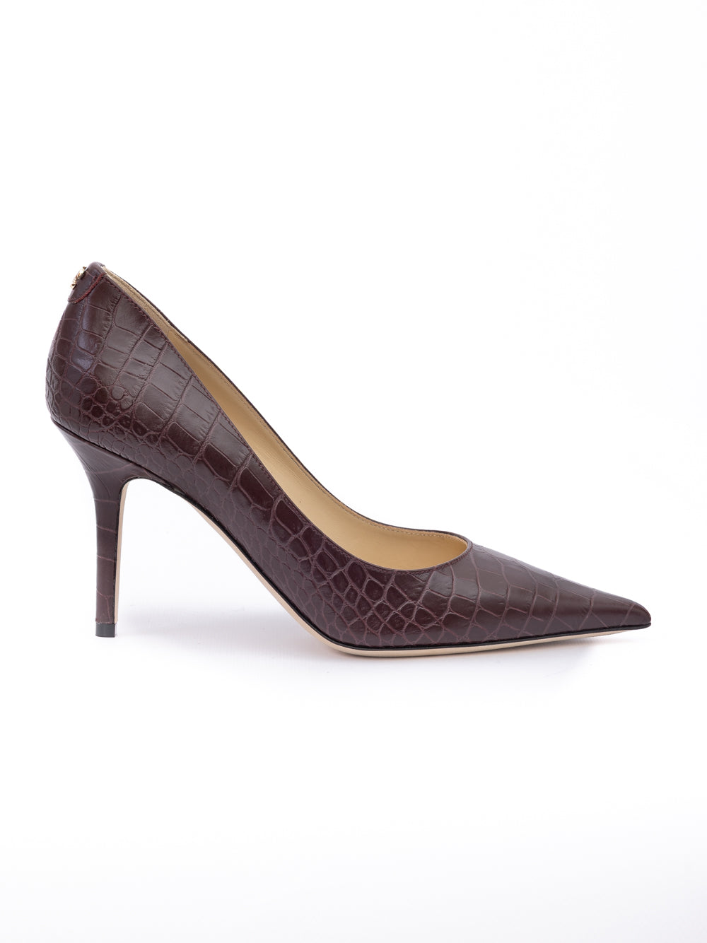 Jimmy Choo Burgundy Croco Embossed Leather Agnes Pumps - Luxury Boutique Co