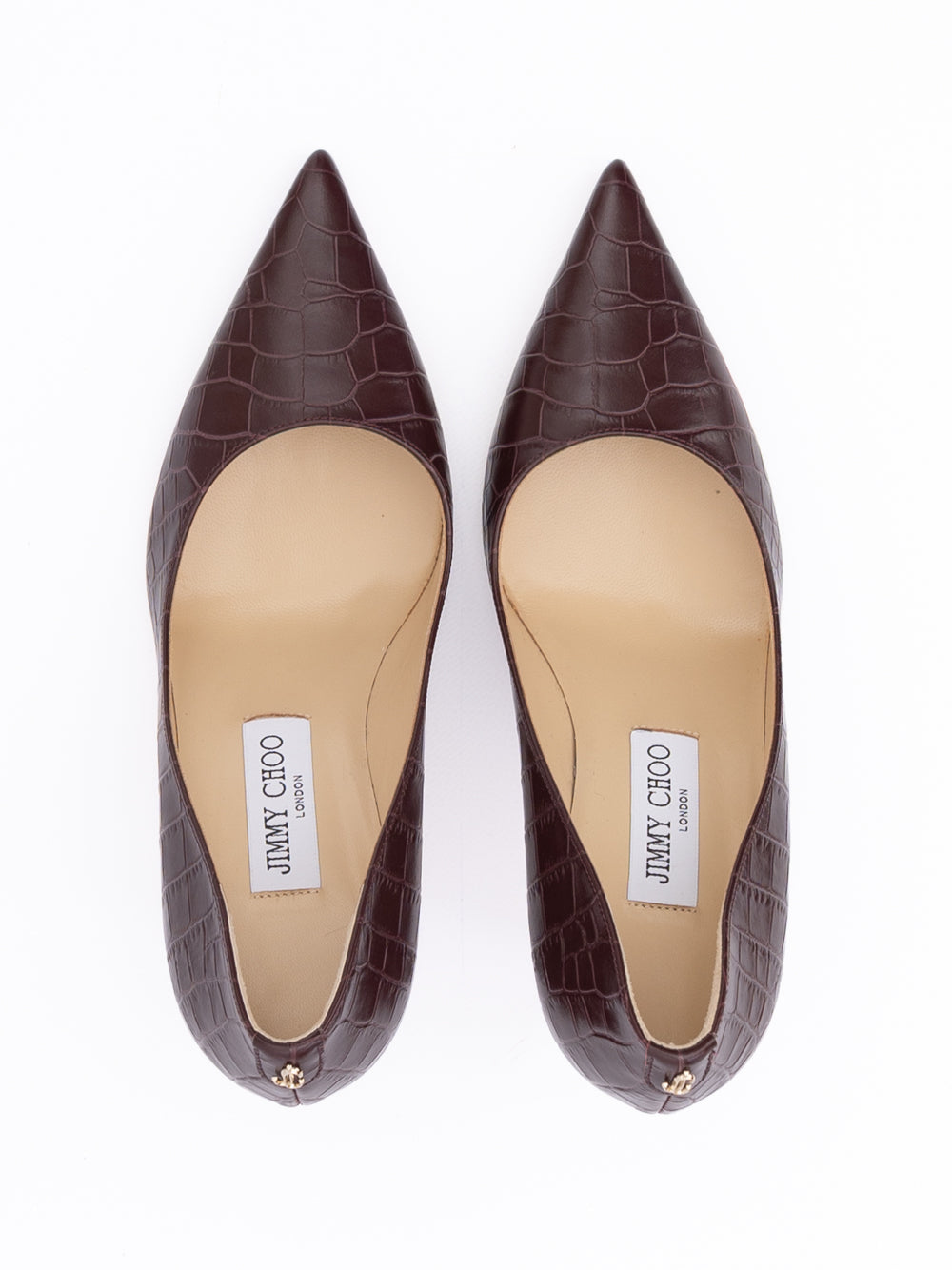 Jimmy Choo Burgundy Croco Embossed Leather Agnes Pumps - Luxury Boutique Co