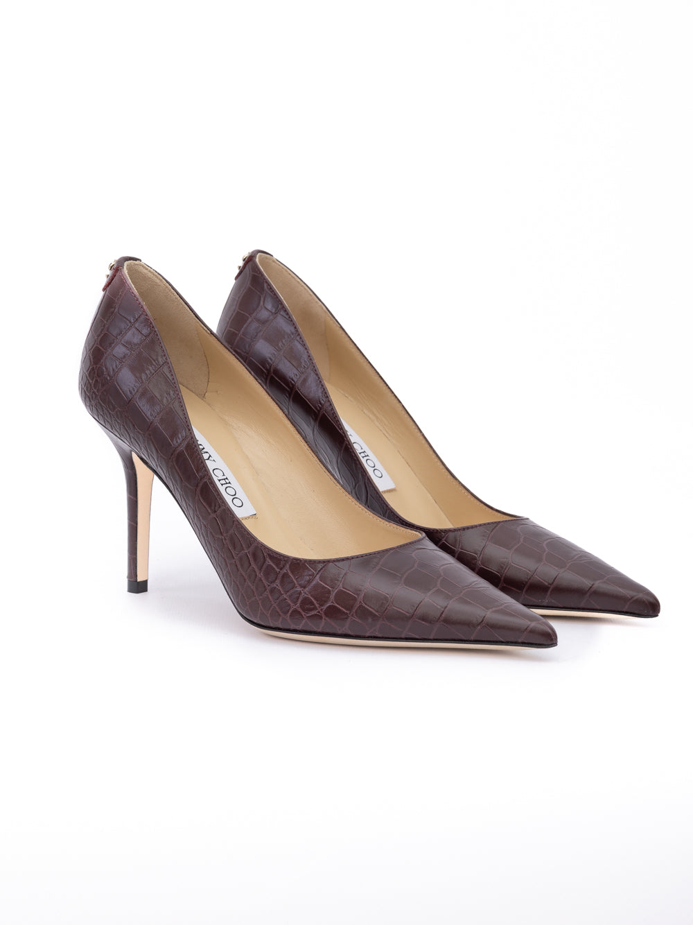 Jimmy Choo Burgundy Croco Embossed Leather Agnes Pumps - Luxury Boutique Co