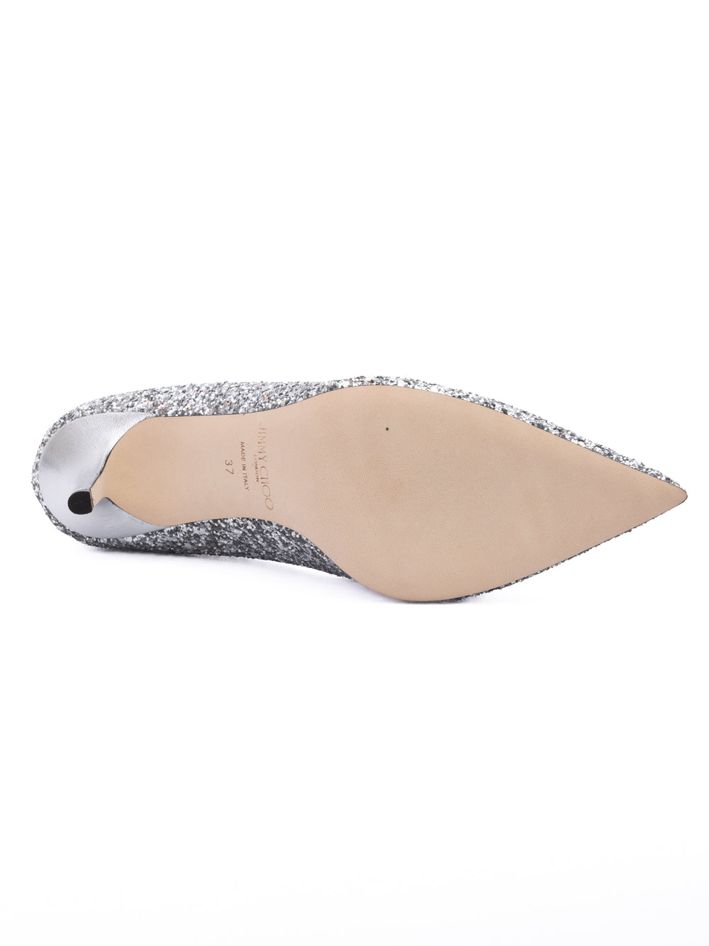 Jimmy Choo Silver Coarse Glitter Fabric Agnes Pumps - Luxury Boutique Co