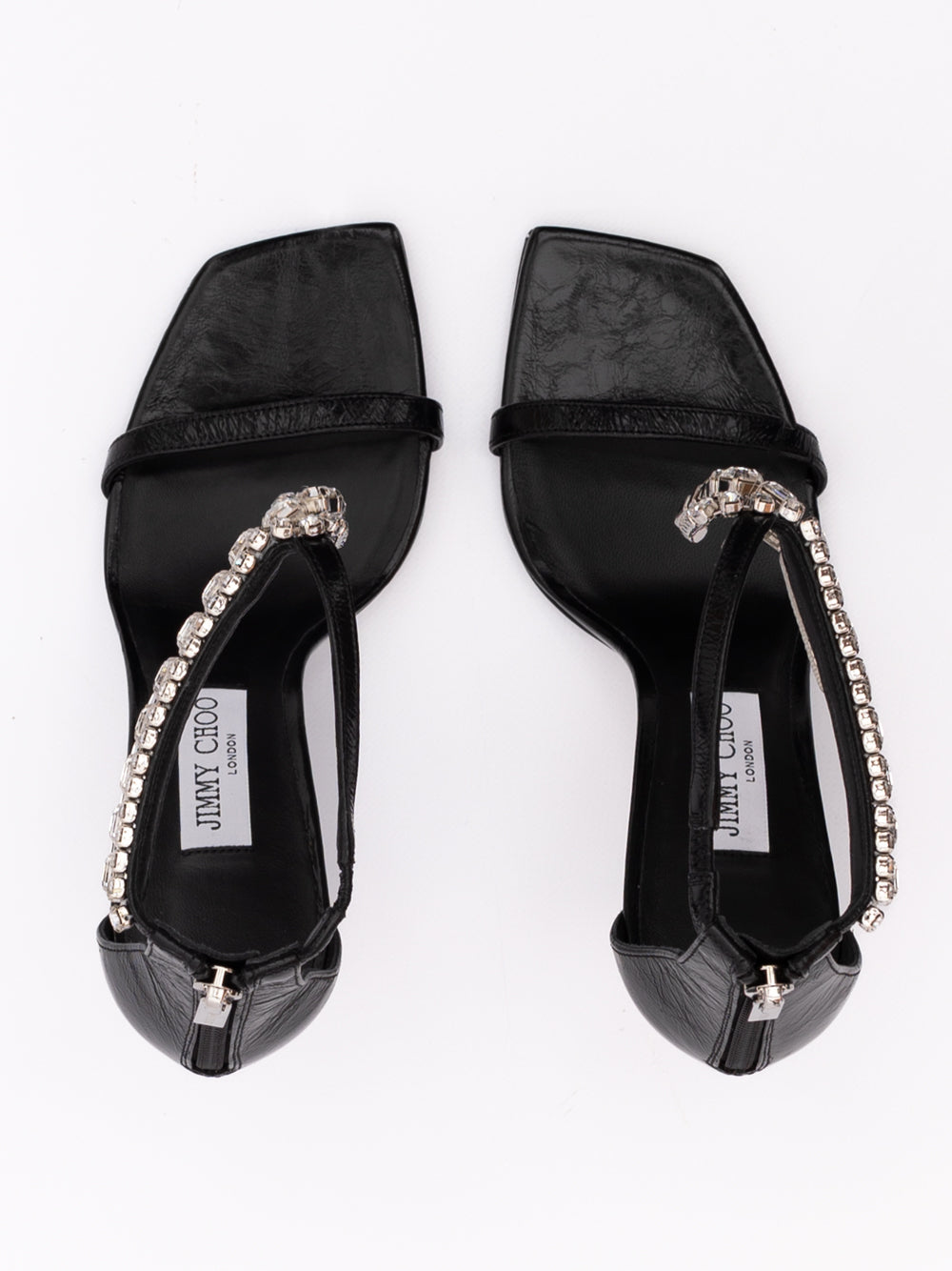 Jimmy Choo Black Leather Verity 100 Sandals - Luxury Boutique Co