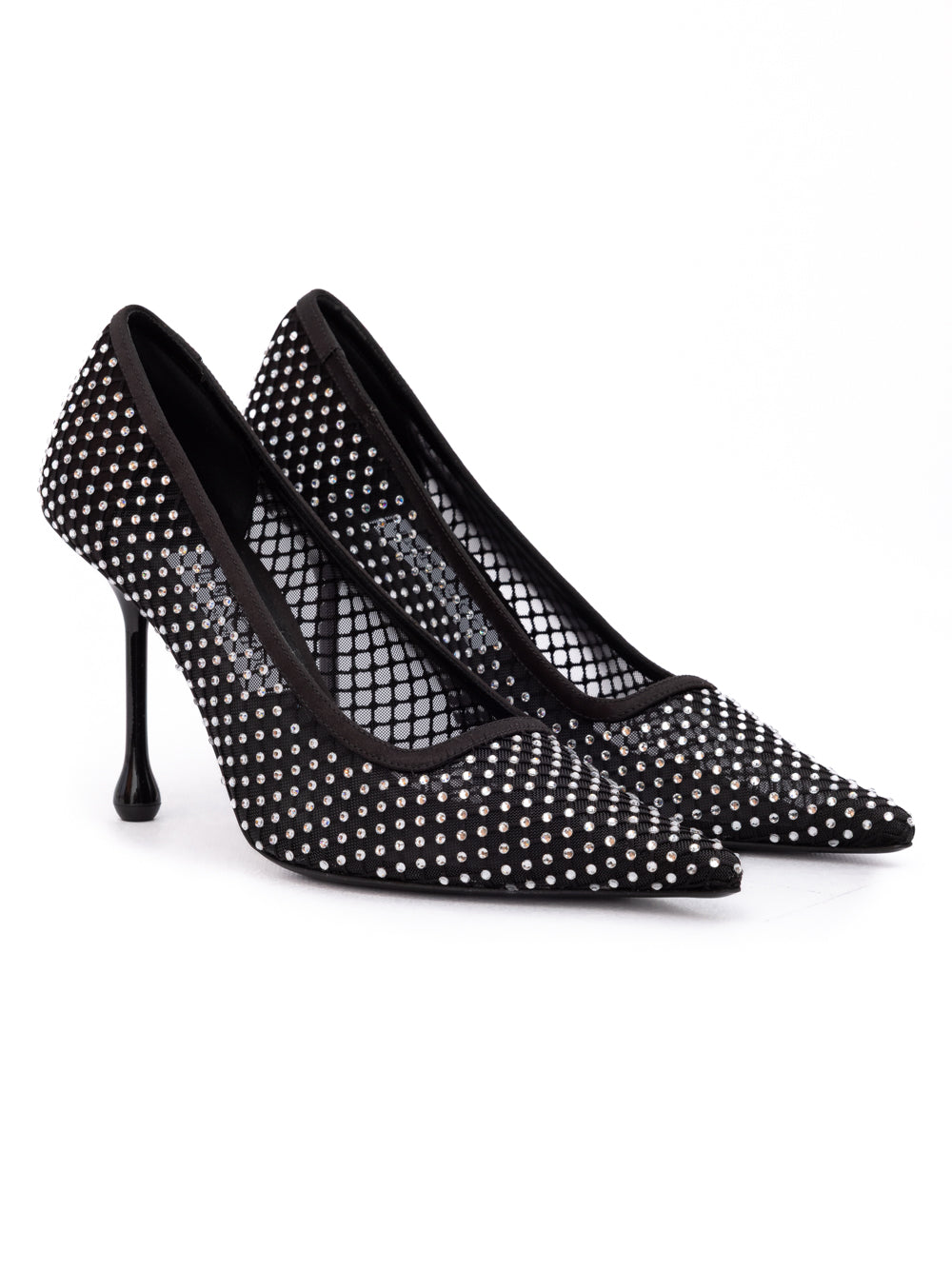 Jimmy Choo Black Mesh Satin Crystal Ixia 95 Pumps - Luxury Boutique Co