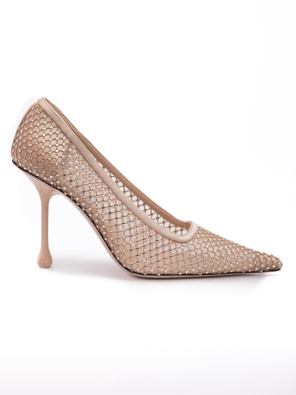 Jimmy Choo Powder Pink Mesh Satin Crystal Ixia 95 Pumps - Luxury Boutique Co
