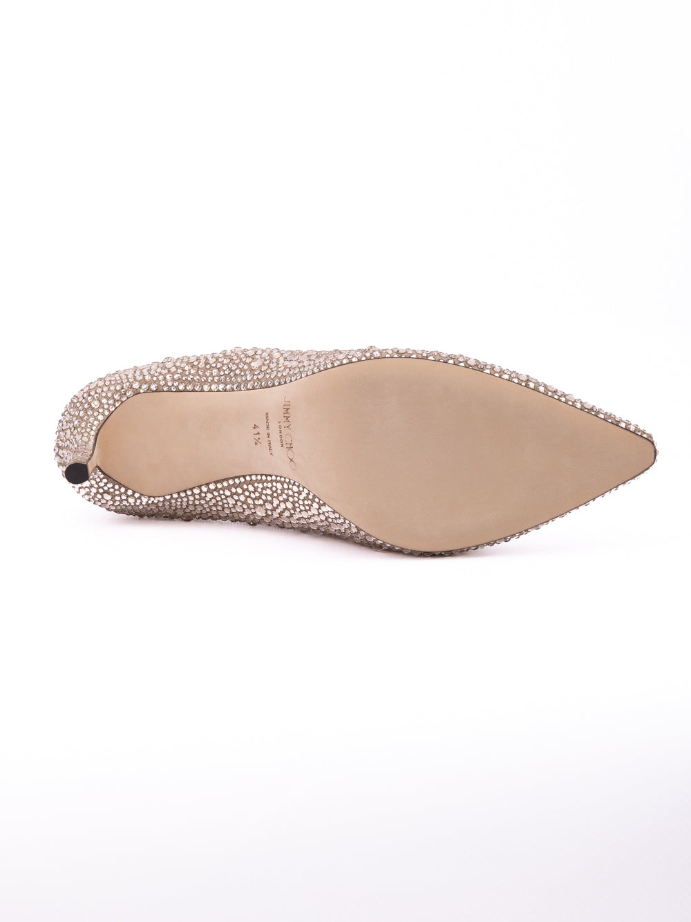 Jimmy Choo Honey Gold Shimmer Suede Crystals Romy 85 pumps - Luxury Boutique Co
